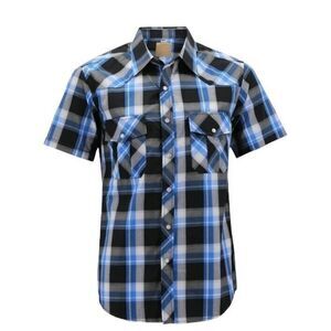 Coevals Club Men's Western Cowboy Plaid‎ Lg Pearl Snap Down Short Sleeve Shirt.